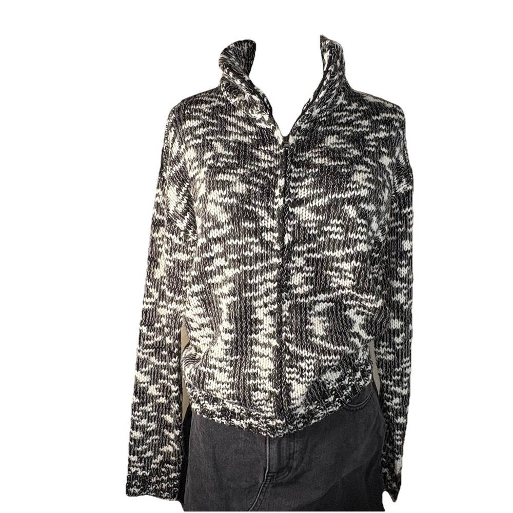 NWT Kut From The Kloth Women's Full Zip Cardigan Sweater XS Black/White LS - Picture 3 of 7